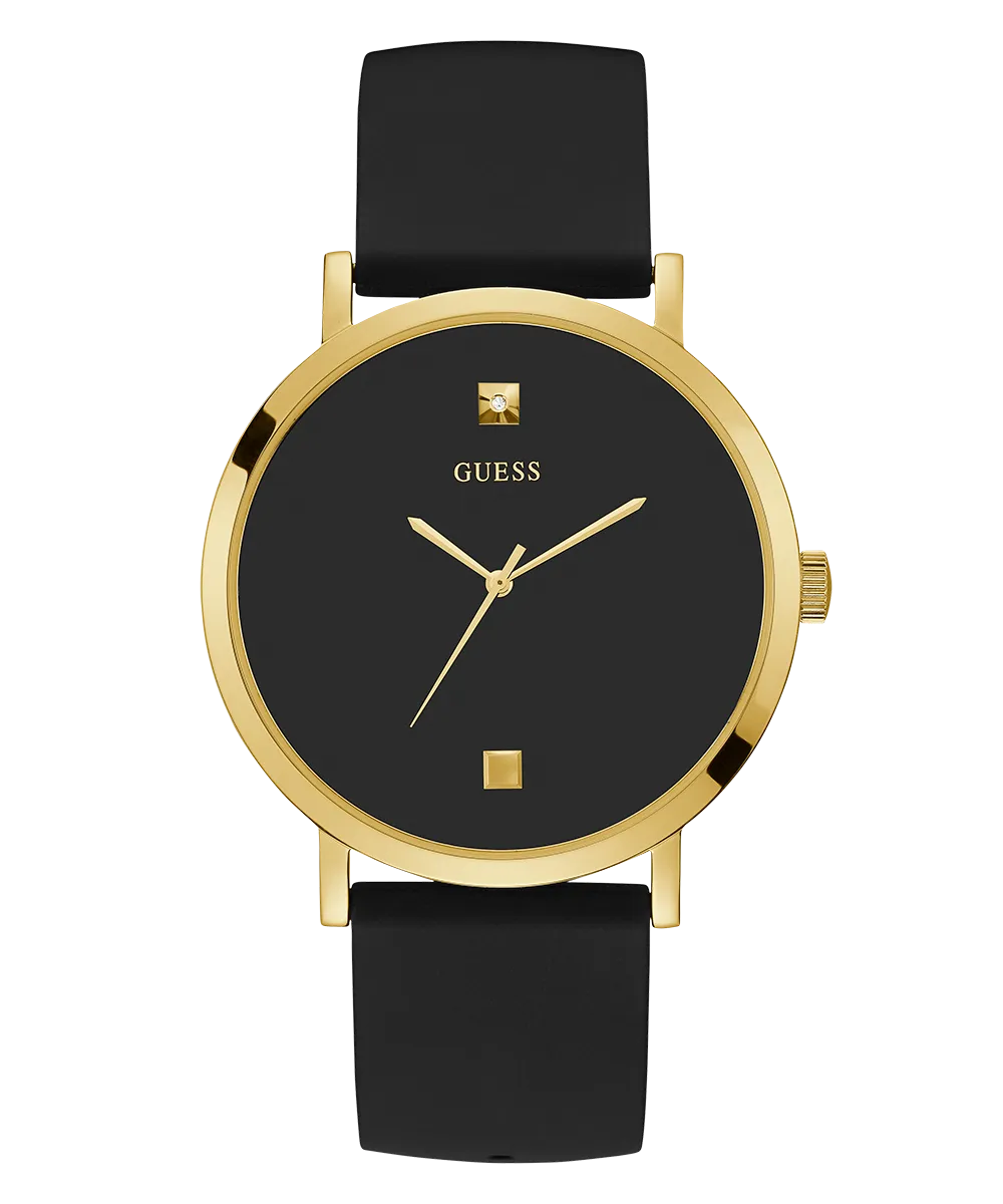 Guess Mens Gold Watches GUESS Mens Black Gold Tone Analog Watch