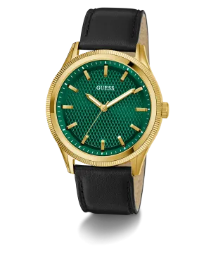 Guess Mens Gold Watches GUESS Mens Black Gold Tone Analog Watch