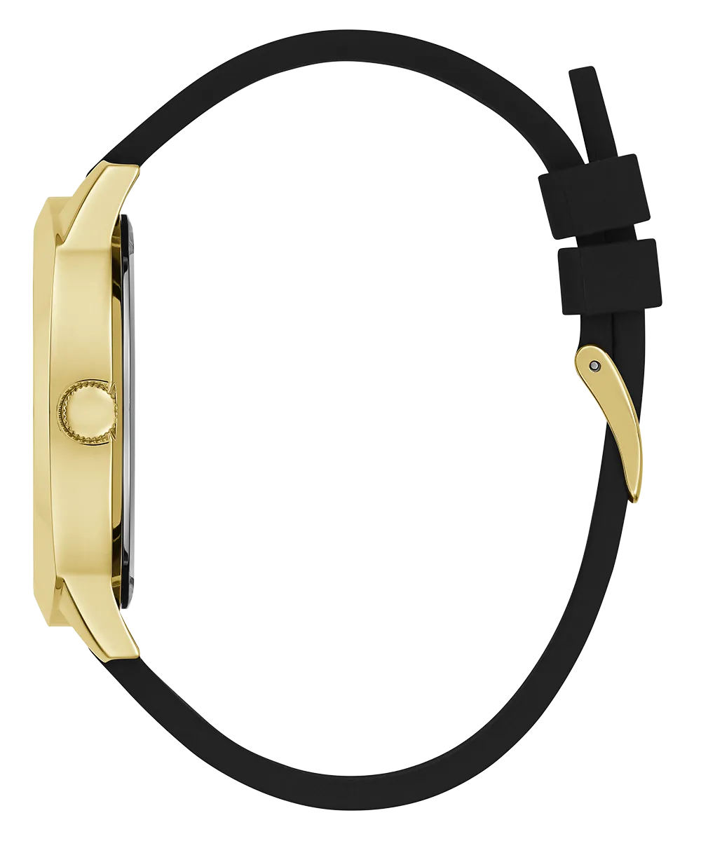 Guess Mens Gold Watches GUESS Mens Black Gold Tone Analog Watch