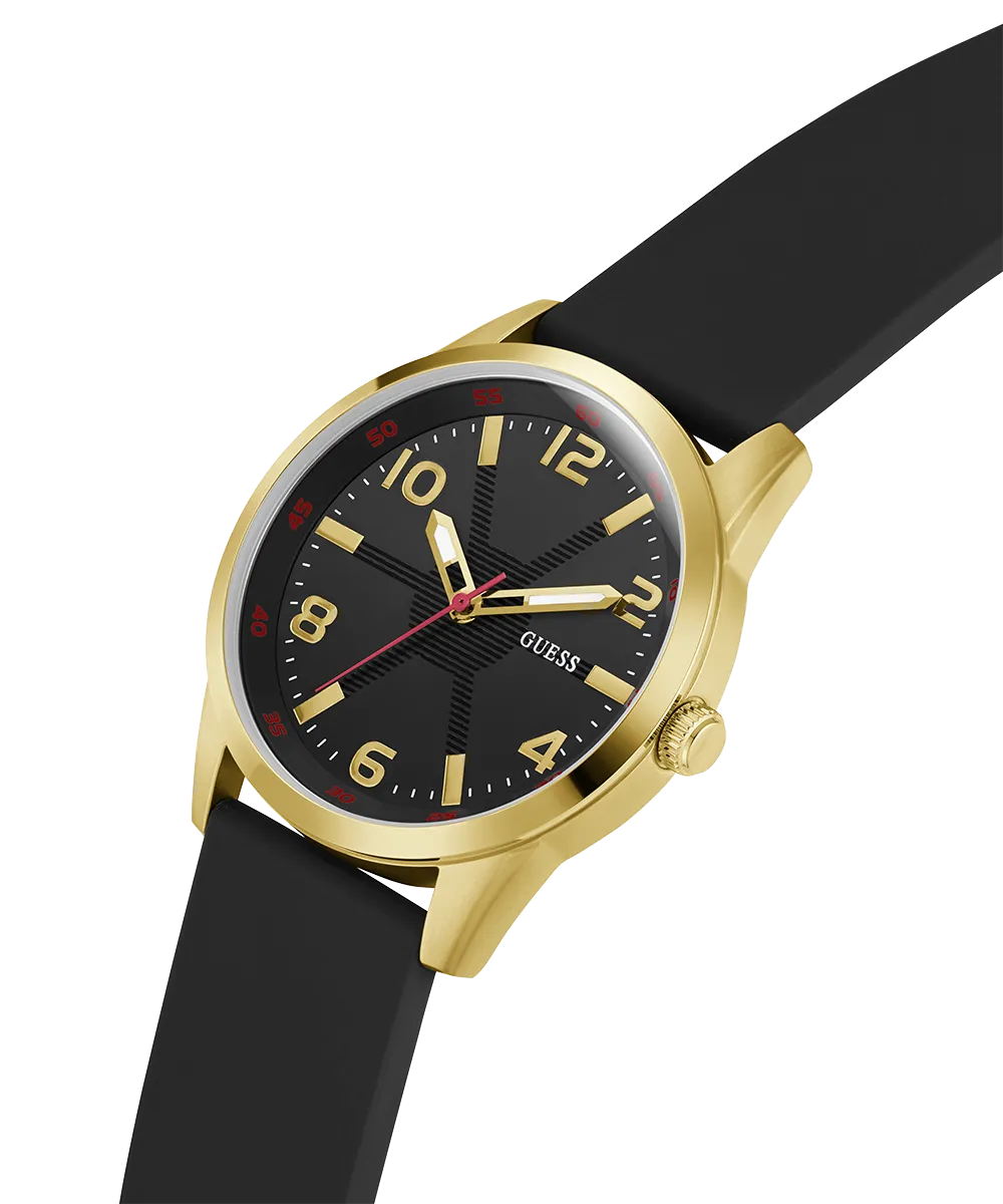 Guess Mens Gold Watches GUESS Mens Black Gold Tone Analog Watch