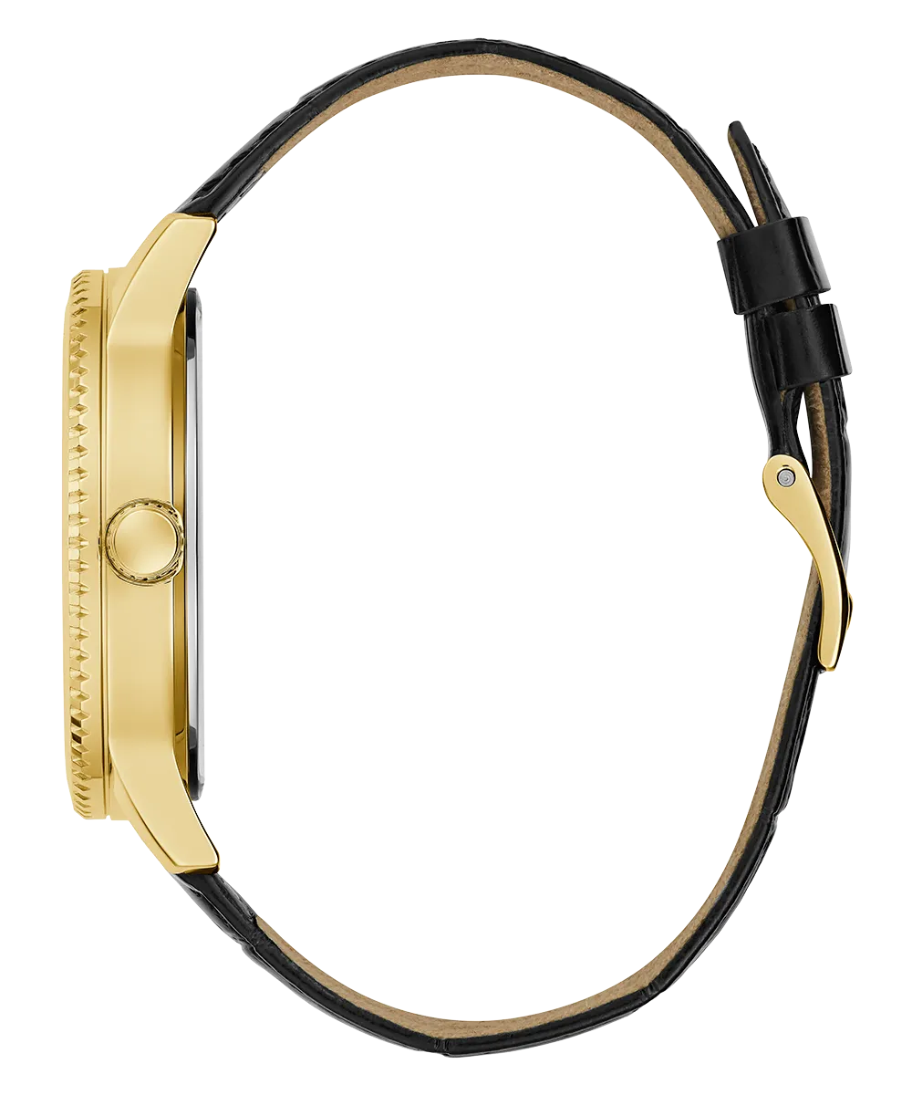 Guess Mens Gold Watches GUESS Mens Black Gold Tone Analog Watch