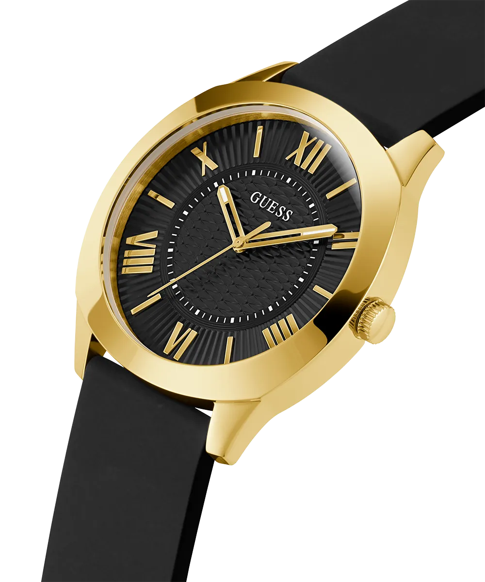 Guess Mens Gold Watches GUESS Mens Black Gold Tone Analog Watch