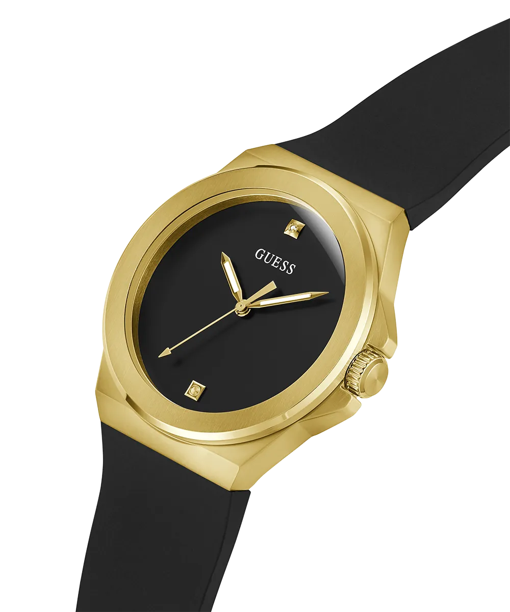 Guess Mens Gold Watches GUESS Mens Black Gold Tone Analog Watch