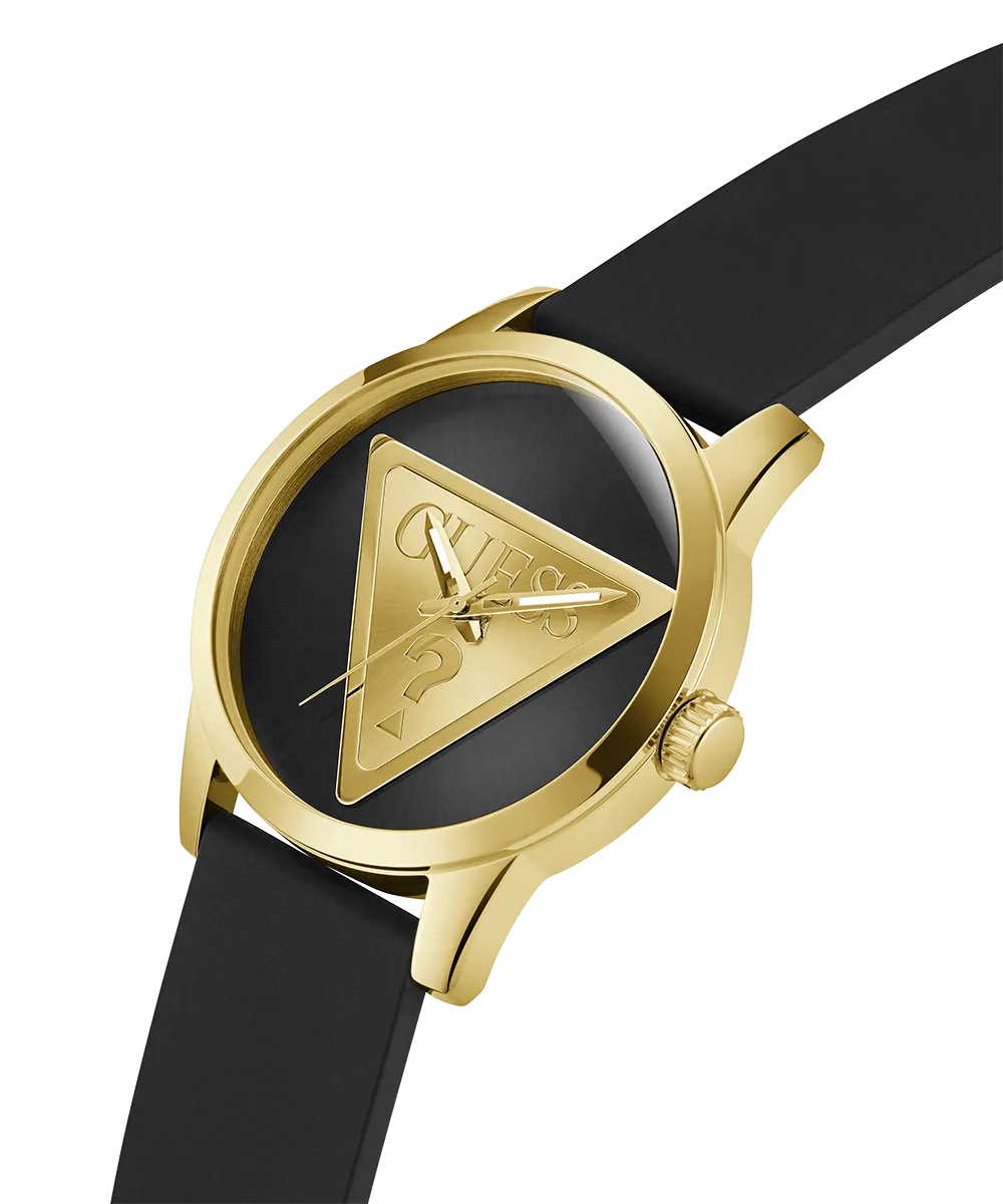 Guess Mens Gold Watches GUESS Mens Black Gold Tone Analog Watch