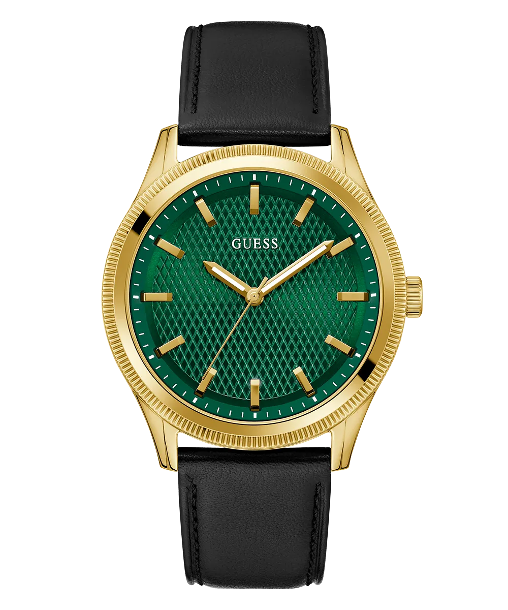 Guess Mens Gold Watches GUESS Mens Black Gold Tone Analog Watch
