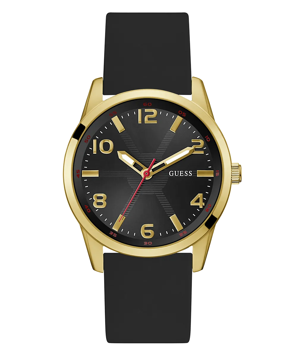 Guess Mens Gold Watches GUESS Mens Black Gold Tone Analog Watch