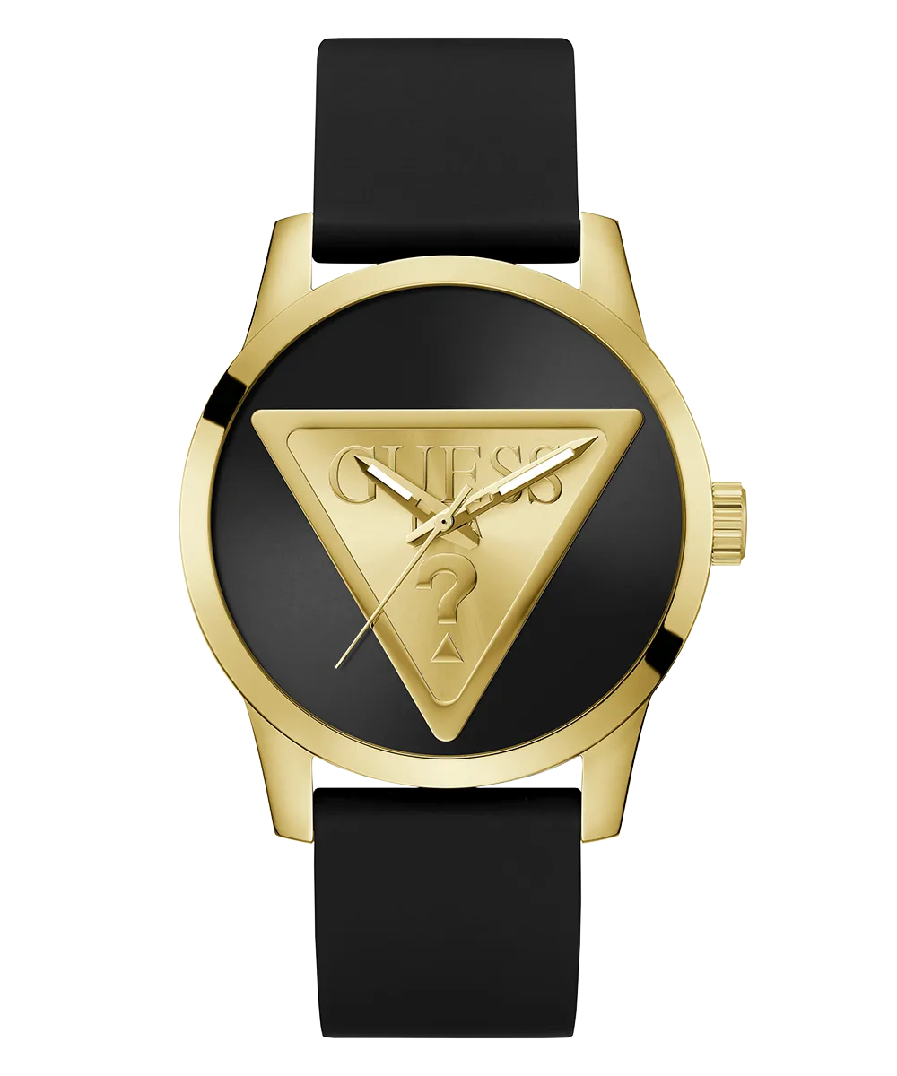 Guess Mens Gold Watches GUESS Mens Black Gold Tone Analog Watch