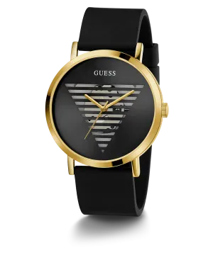 Guess Mens Gold Watches GUESS Mens Black Gold Tone Analog Watch