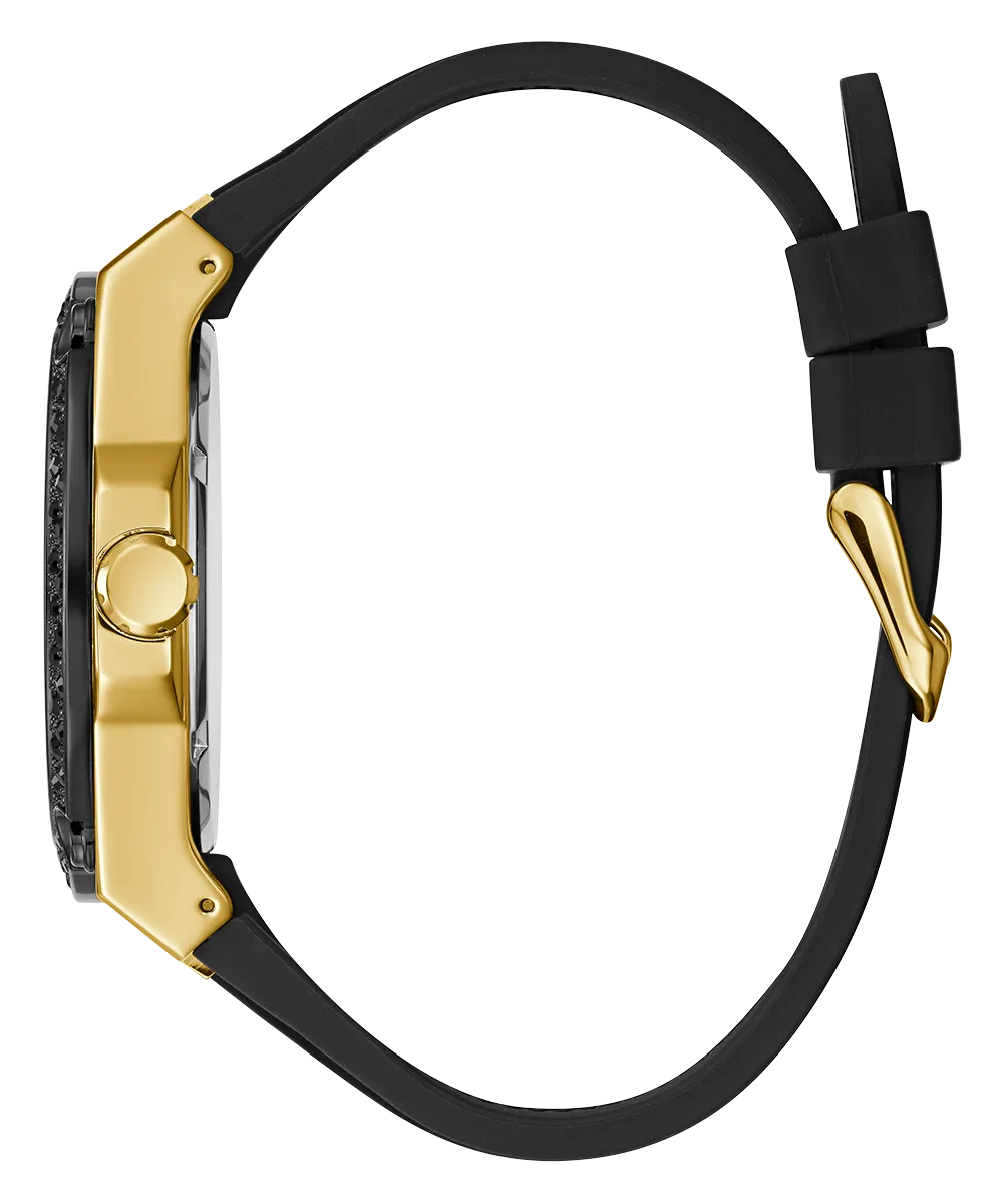 Guess Mens Gold Watches GUESS Mens Black Gold Tone Analog Watch