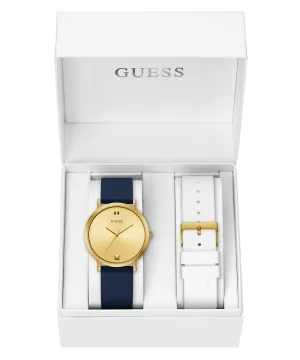 Guess Mens Gold Watches GUESS Mens Black Gold Tone Analog Watch