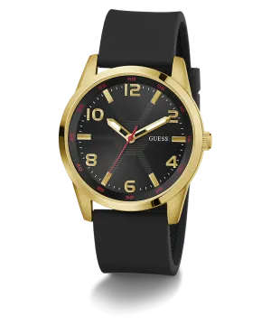 Guess Mens Gold Watches GUESS Mens Black Gold Tone Analog Watch