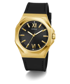 Guess Mens Gold Watches GUESS Mens Black Gold Tone Analog Watch