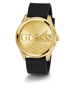 Guess Mens Gold Watches GUESS Mens Black Gold Tone Analog Watch