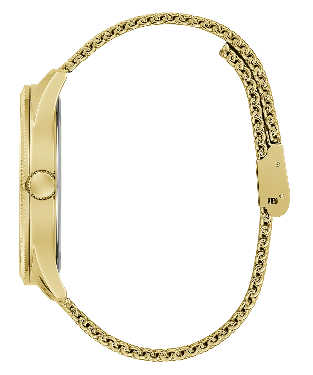 Guess Mens Gold Watches GUESS Mens Black Gold Tone Analog Watch