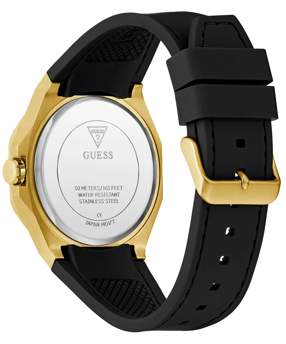 Guess Mens Gold Watches GUESS Mens Black Gold Tone Analog Watch