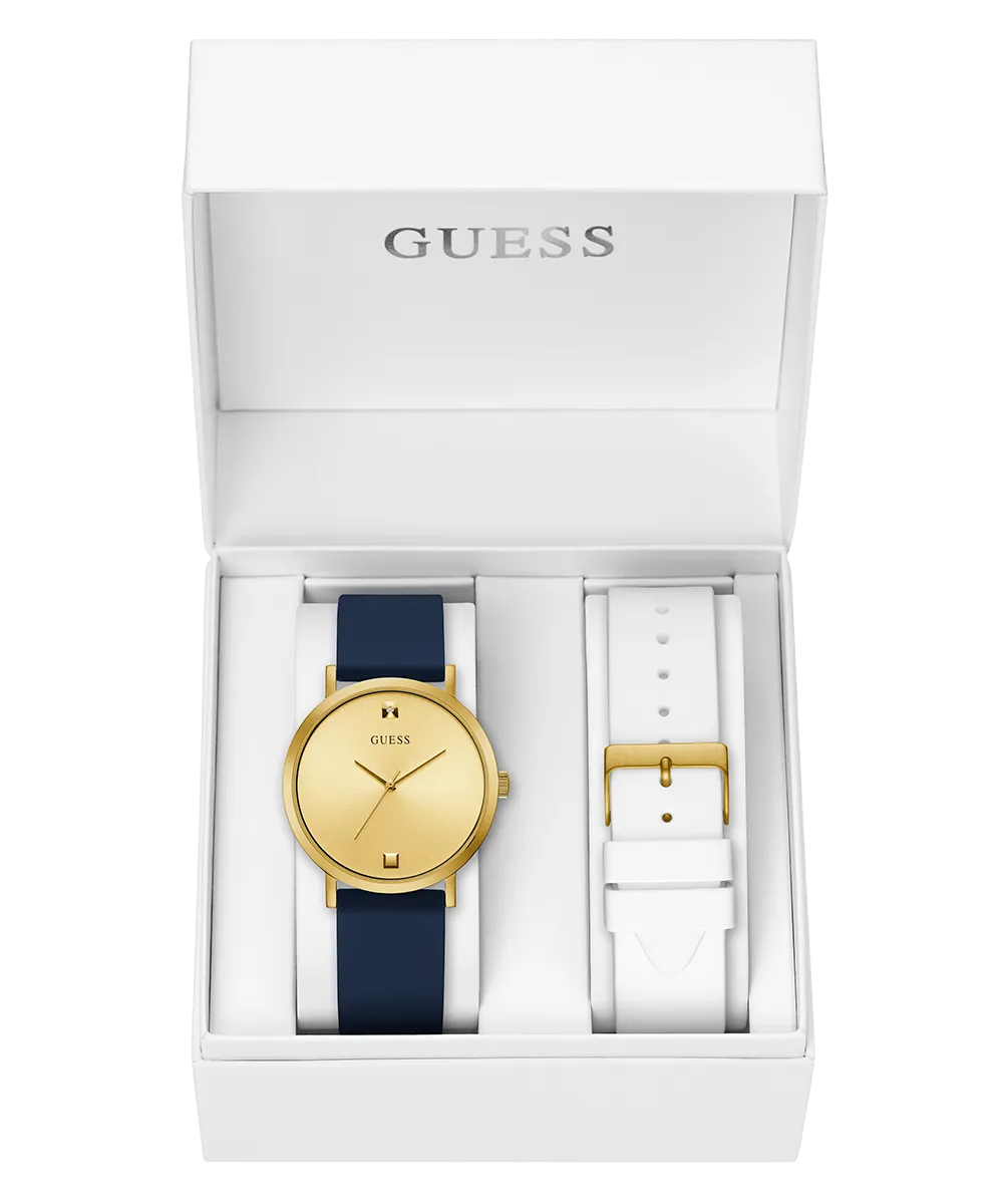 Guess Mens Gold Watches GUESS Mens Black Gold Tone Analog Watch