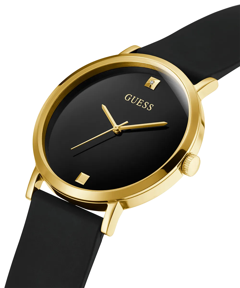 Guess Mens Gold Watches GUESS Mens Black Gold Tone Analog Watch