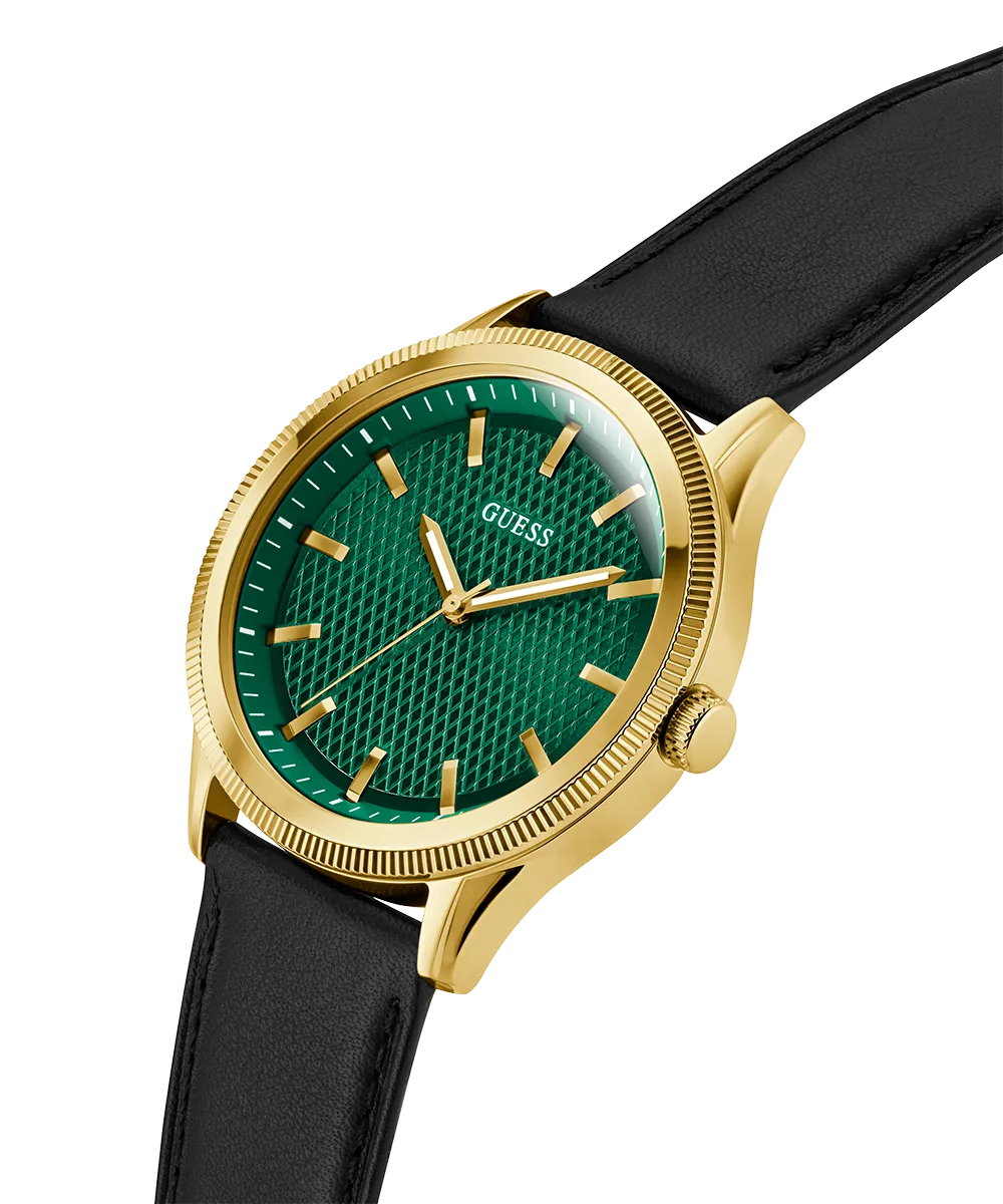 Guess Mens Gold Watches GUESS Mens Black Gold Tone Analog Watch