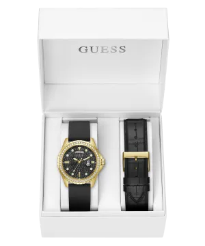Guess Mens Gold Watches GUESS Mens Black Gold Tone Day/Date Watch