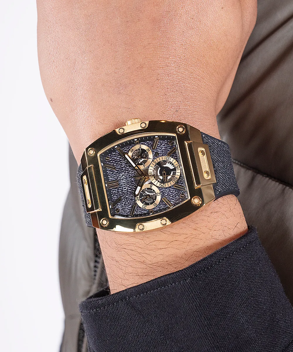 Guess Mens Gold Watches Guess Mens Black Gold Tone Multi-function Watch