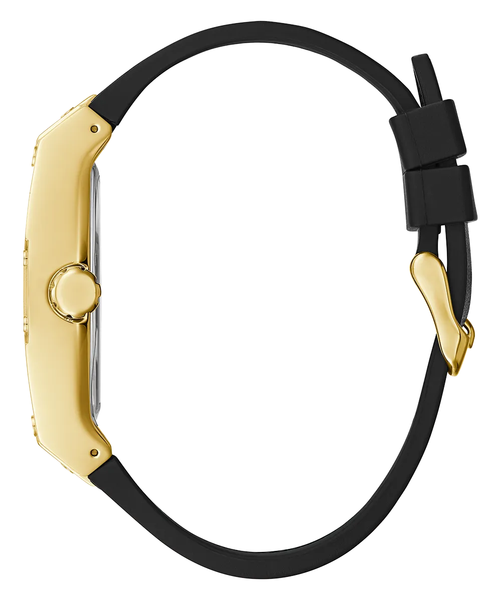 Guess Mens Gold Watches GUESS Mens Black Gold Tone Multi-function Watch
