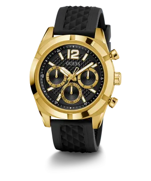 Guess Mens Gold Watches GUESS Mens Black Gold Tone Multi-function Watch