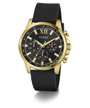 Guess Mens Gold Watches GUESS Mens Black Gold Tone Multi-function Watch