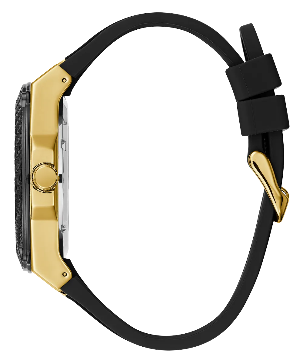 Guess Mens Gold Watches GUESS Mens Black Gold Tone Multi-function Watch