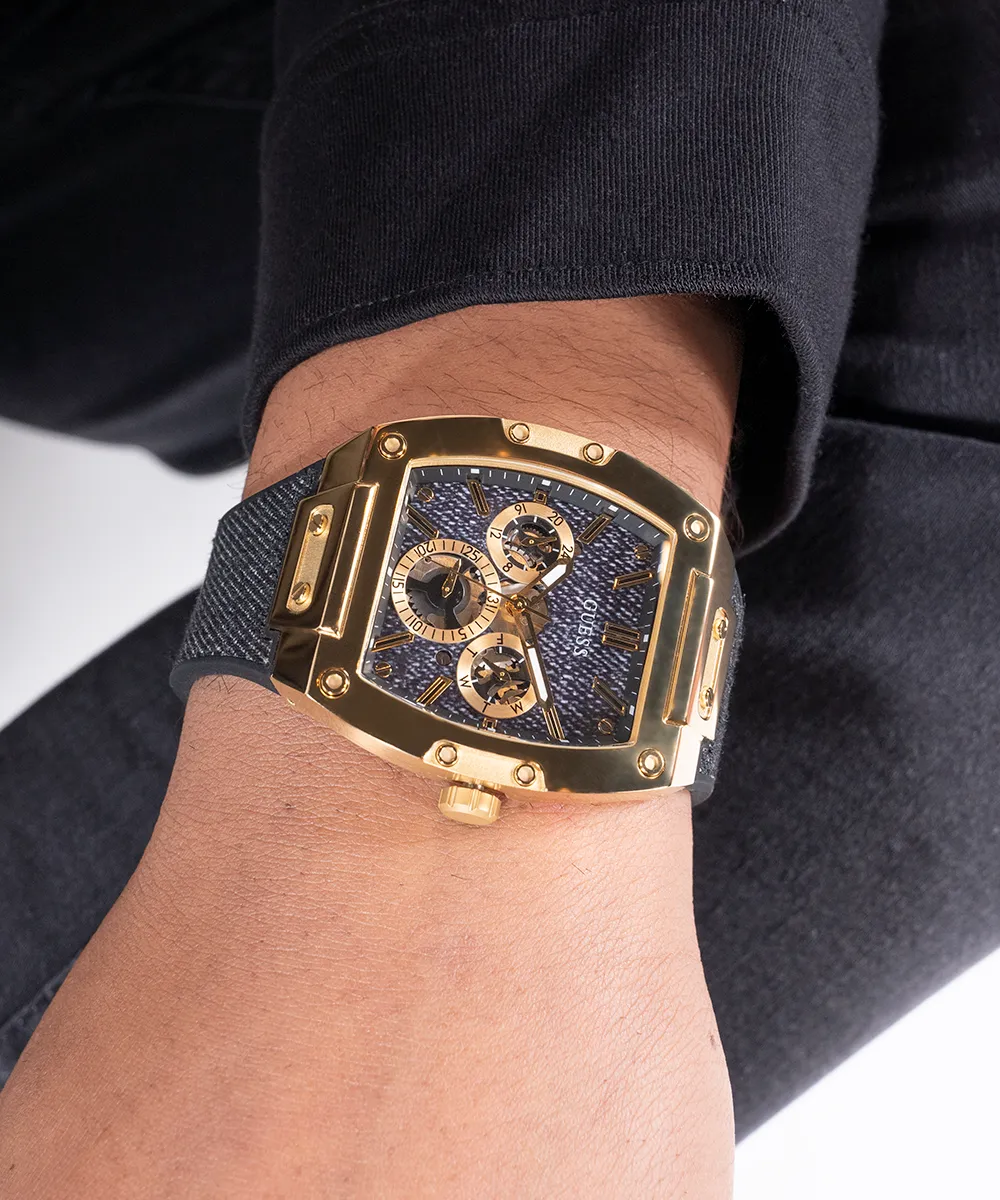 Guess Mens Gold Watches Guess Mens Black Gold Tone Multi-function Watch