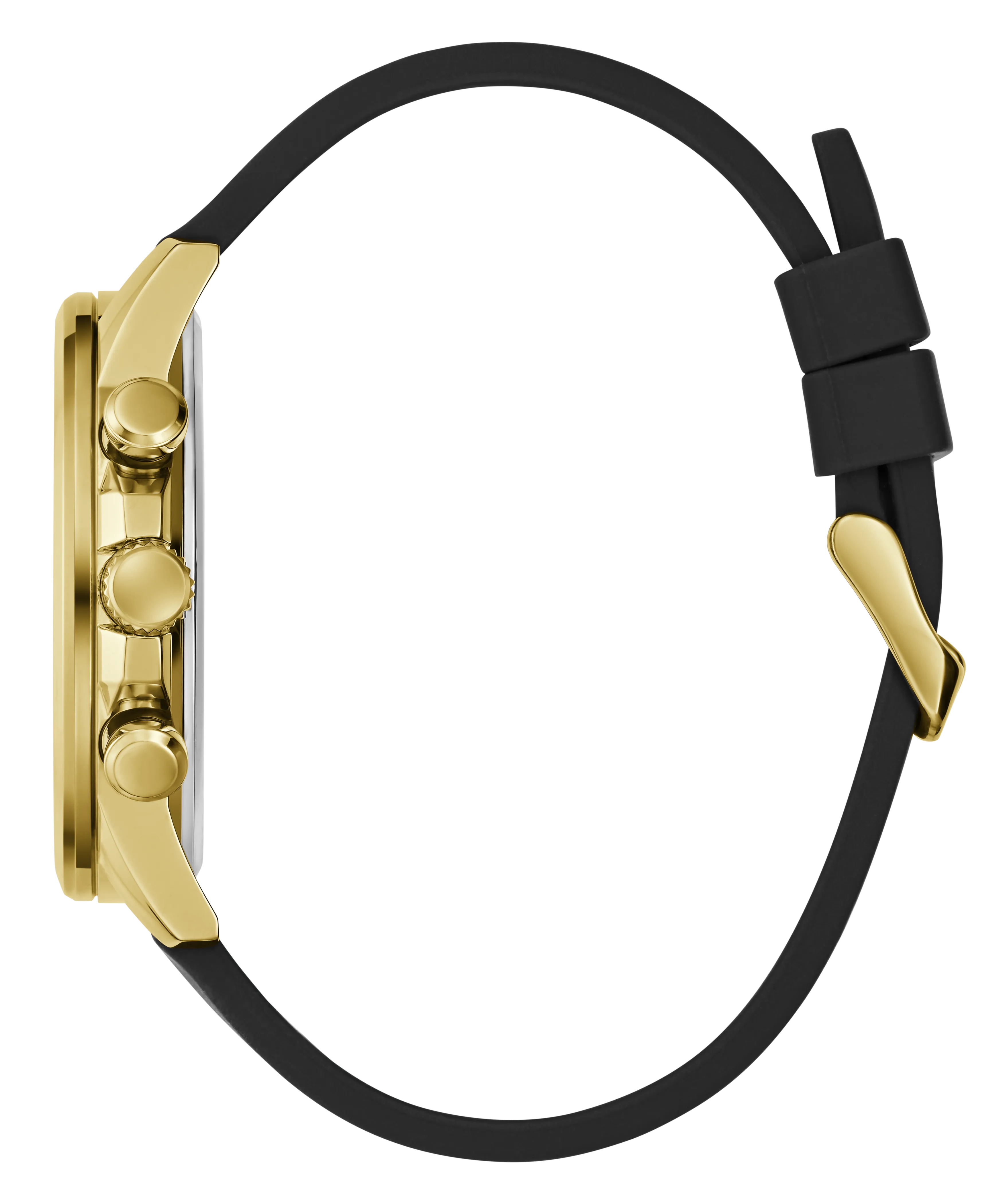 Guess Mens Gold Watches GUESS Mens Black Gold Tone Multi-function Watch