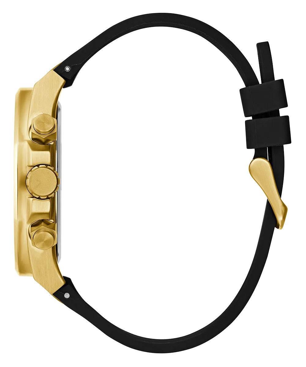 Guess Mens Gold Watches GUESS Mens Black Gold Tone Multi-function Watch
