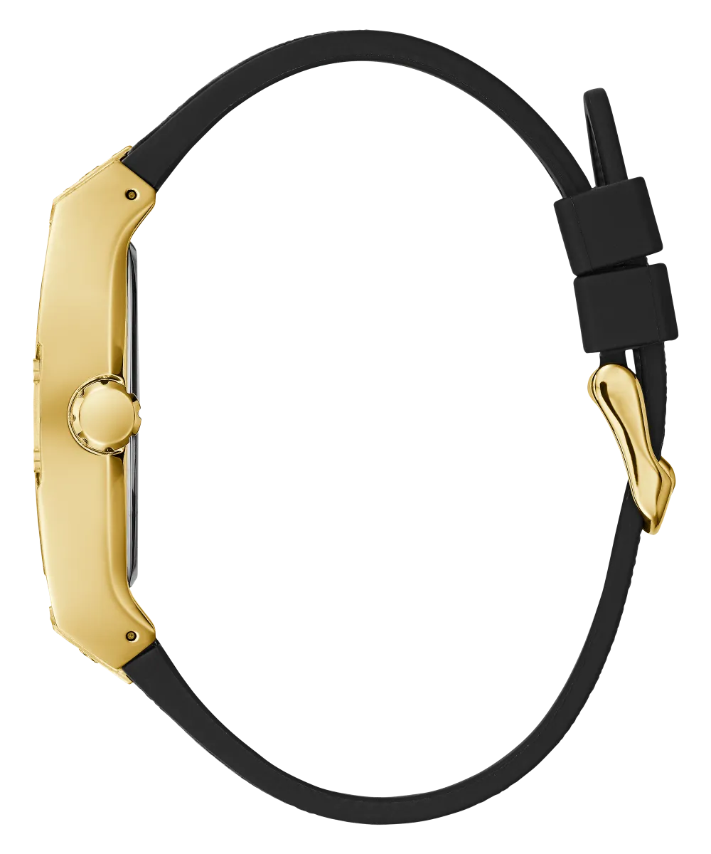Guess Mens Gold Watches GUESS Mens Black Gold Tone Multi-function Watch