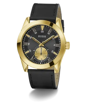 Guess Mens Gold Watches Guess Mens Black Gold Tone Multi-function Watch