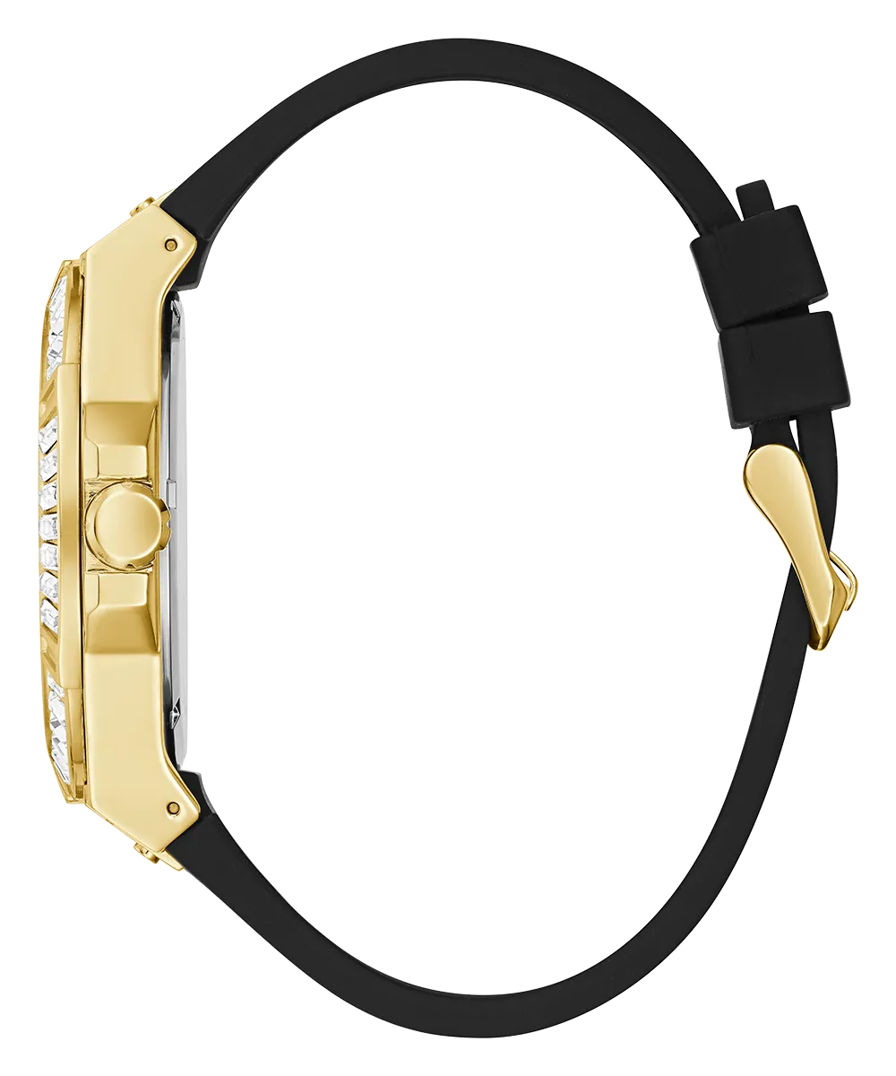 Guess Mens Gold Watches GUESS Mens Black Gold Tone Multi-function Watch