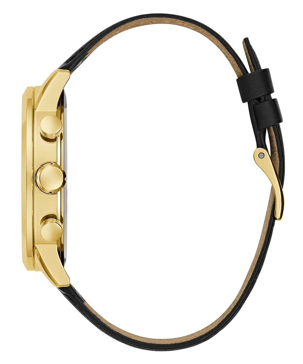 Guess Mens Gold Watches GUESS Mens Black Gold Tone Multi-function Watch