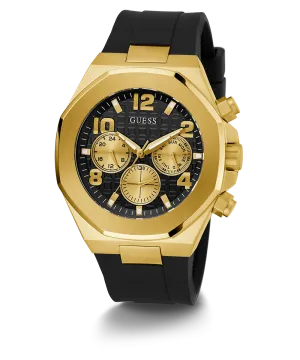 Guess Mens Gold Watches GUESS Mens Black Gold Tone Multi-function Watch