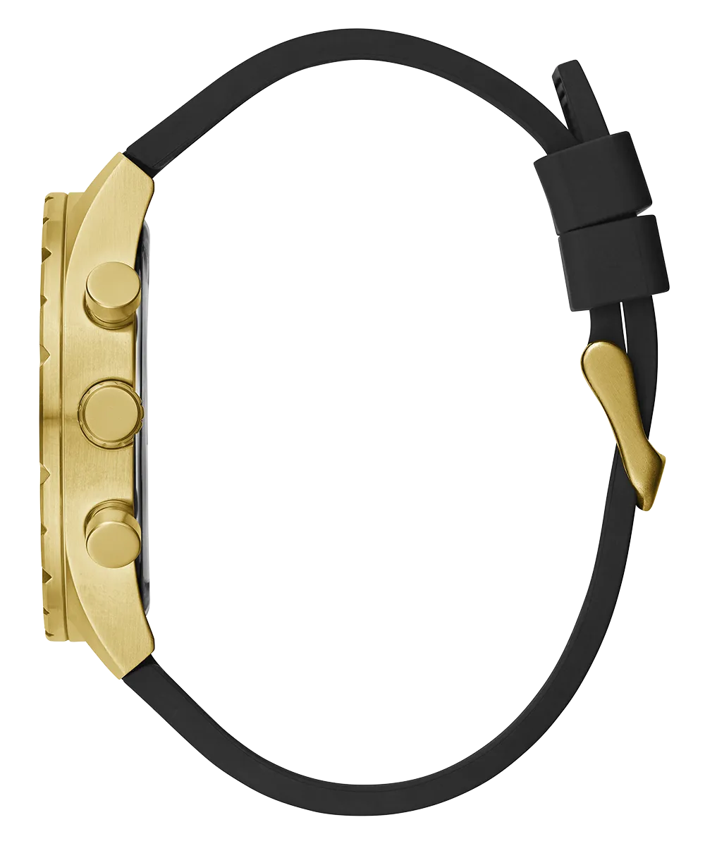 Guess Mens Gold Watches GUESS Mens Black Gold Tone Multi-function Watch