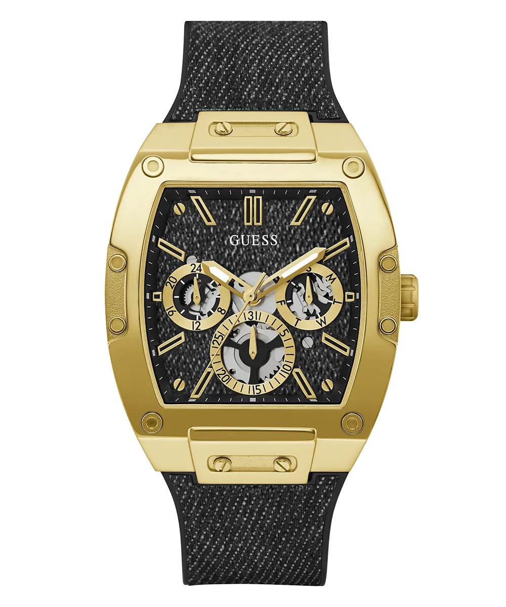 Guess Mens Gold Watches Guess Mens Black Gold Tone Multi-function Watch