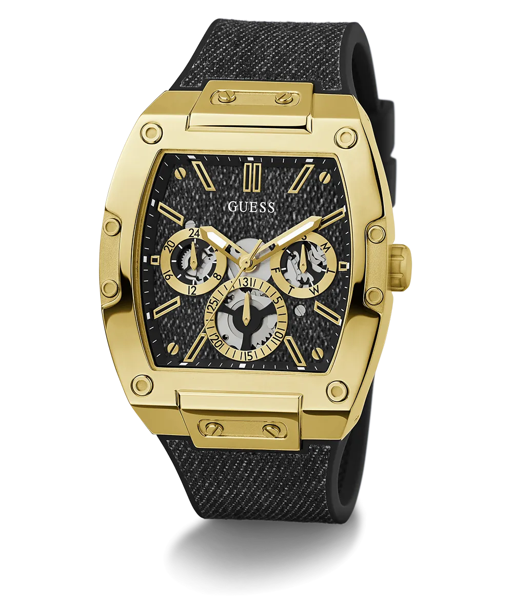 Guess Mens Gold Watches Guess Mens Black Gold Tone Multi-function Watch