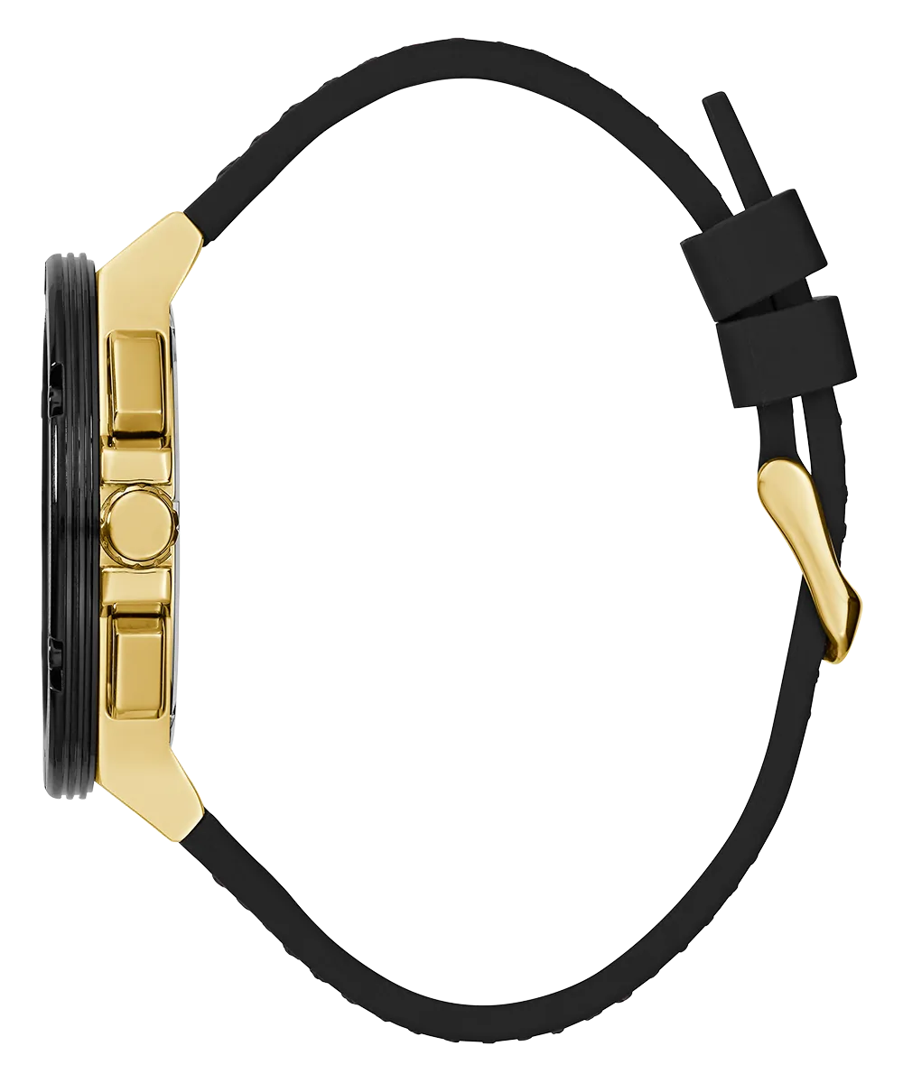 Guess Mens Gold Watches GUESS Mens Black Gold Tone Multi-function Watch