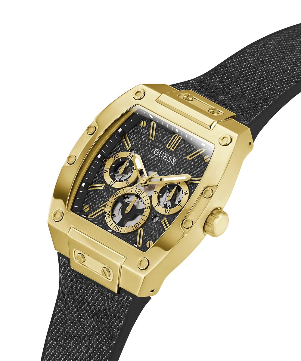 Guess Mens Gold Watches Guess Mens Black Gold Tone Multi-function Watch
