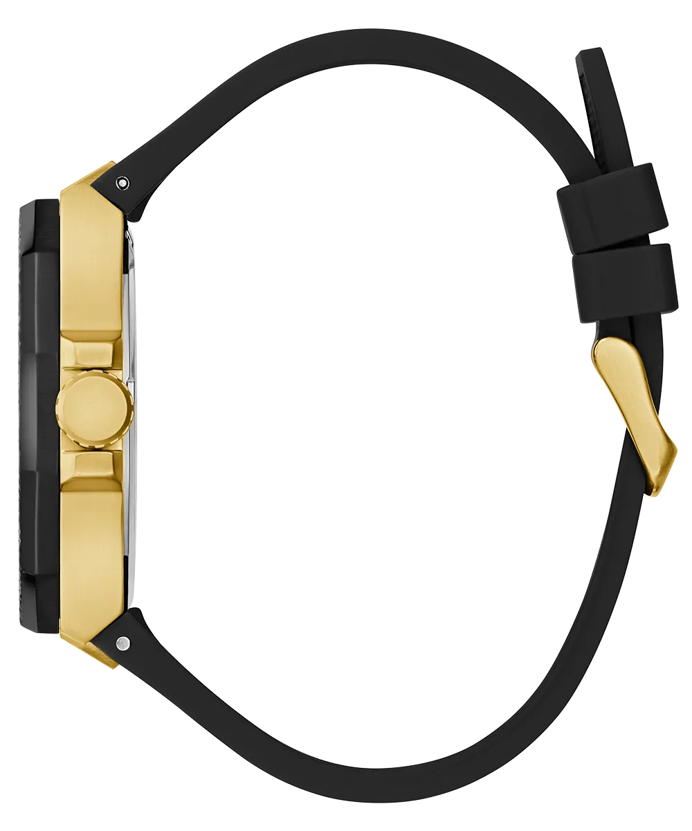 Guess Mens Gold Watches GUESS Mens Black Gold Tone Multi-function Watch