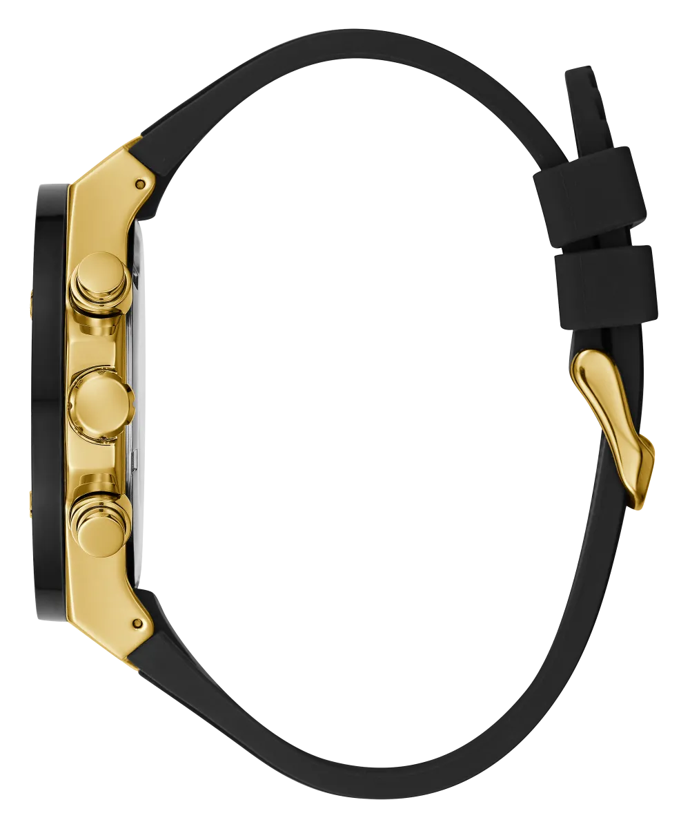Guess Mens Gold Watches GUESS Mens Black Gold Tone Multi-function Watch
