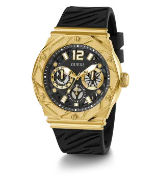 Guess Mens Gold Watches GUESS Mens Black Gold Tone Multi-function Watch