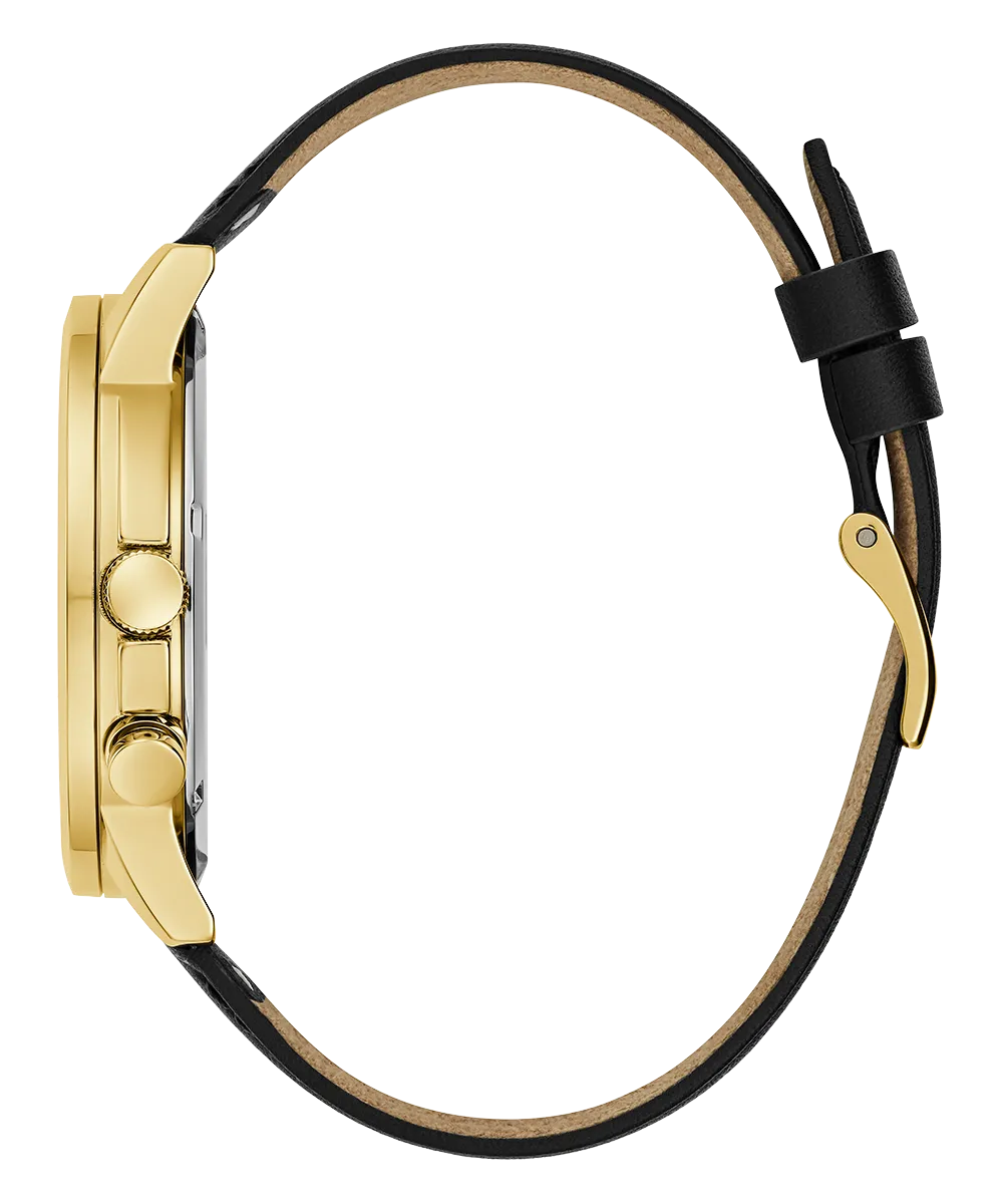 Guess Mens Gold Watches GUESS Mens Black Gold Tone Multi-function Watch