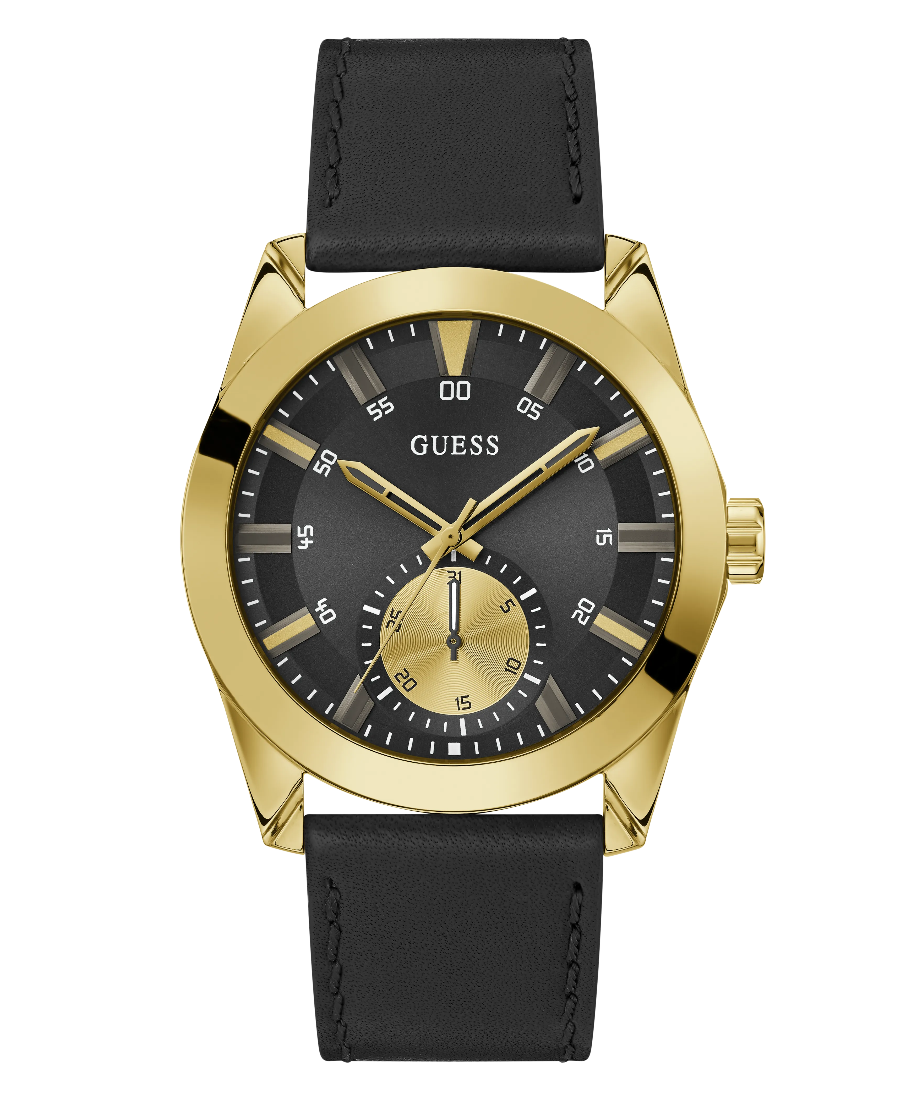 Guess Mens Gold Watches Guess Mens Black Gold Tone Multi-function Watch
