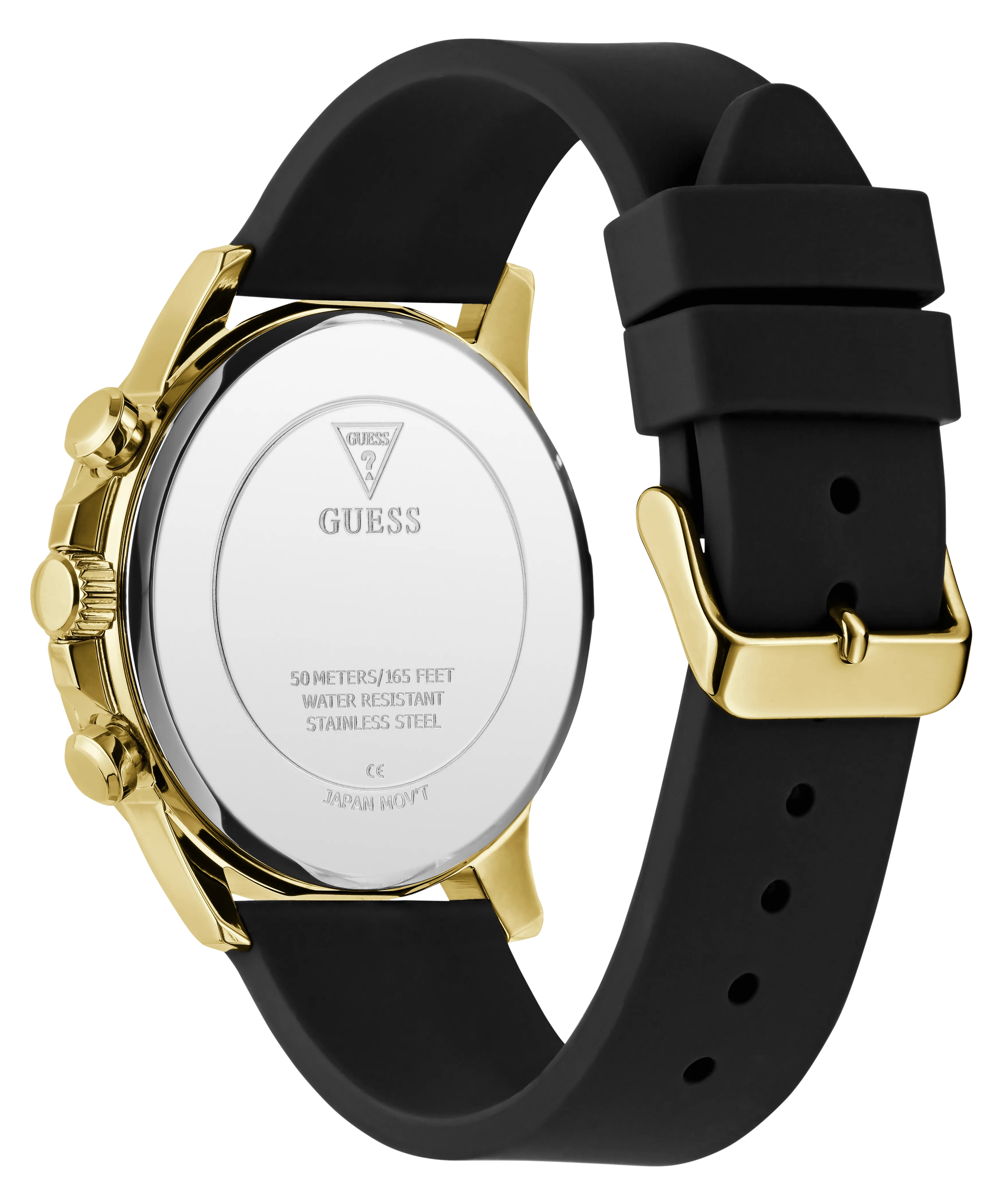 Guess Mens Gold Watches GUESS Mens Black Gold Tone Multi-function Watch