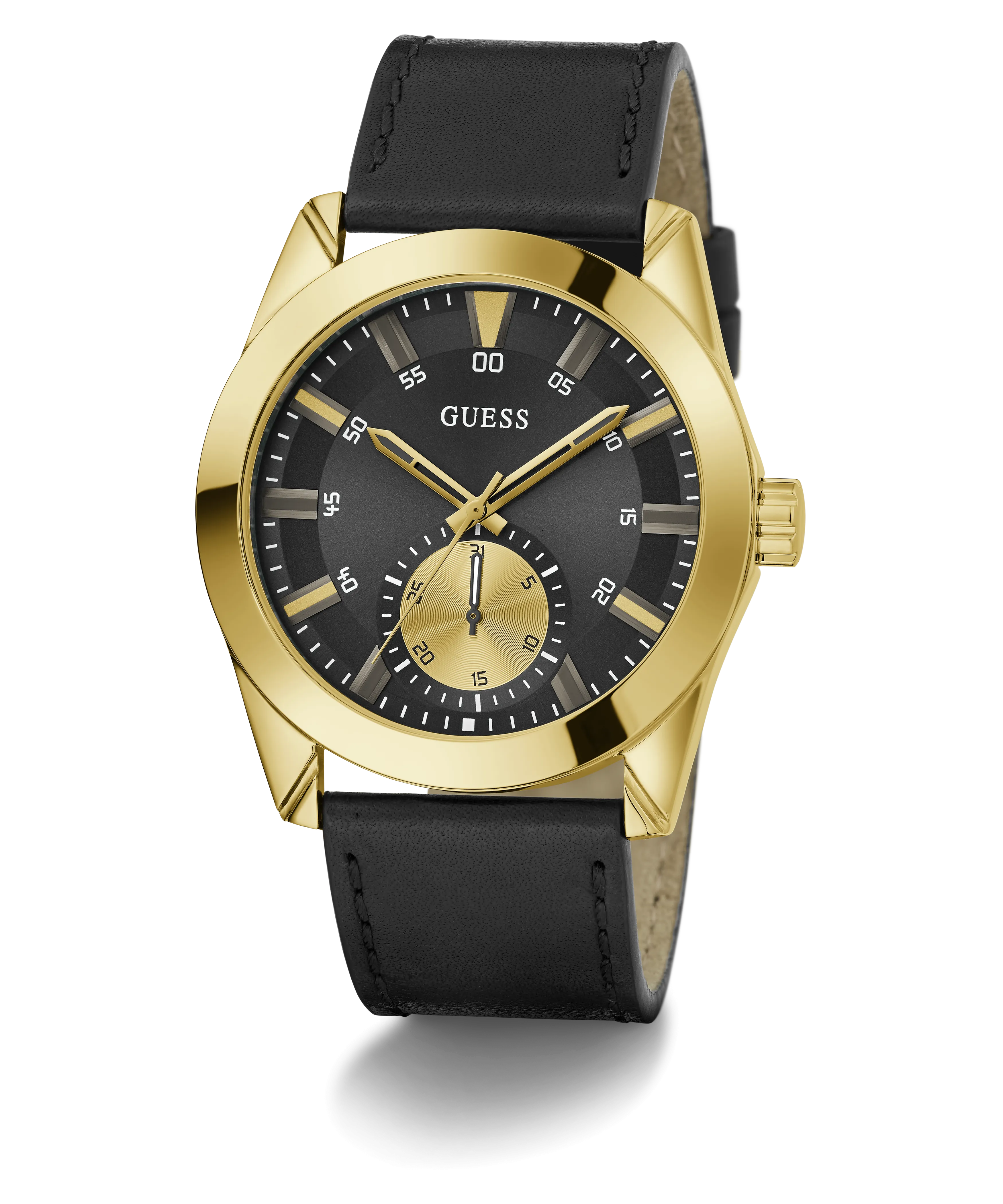 Guess Mens Gold Watches Guess Mens Black Gold Tone Multi-function Watch