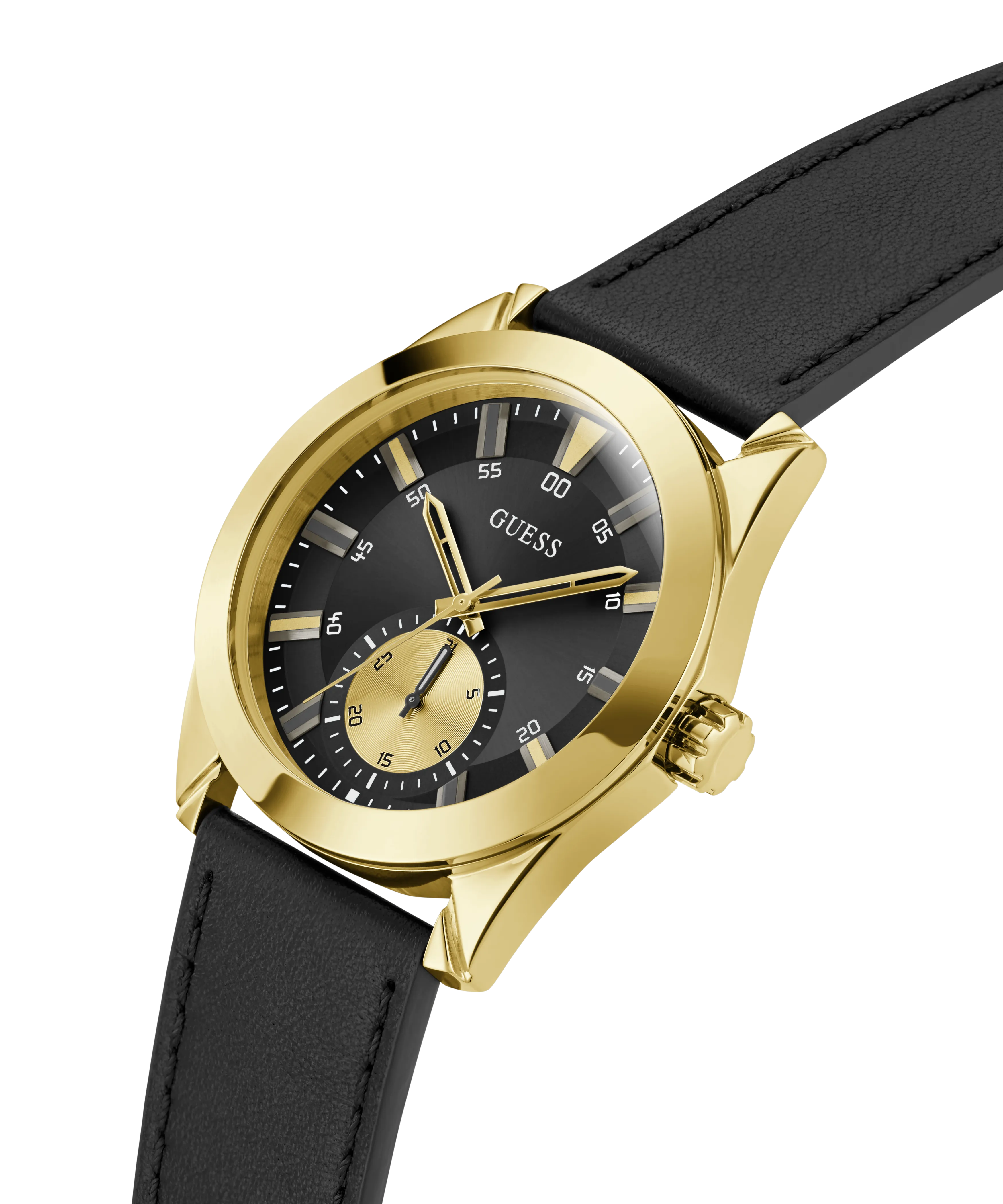 Guess Mens Gold Watches Guess Mens Black Gold Tone Multi-function Watch