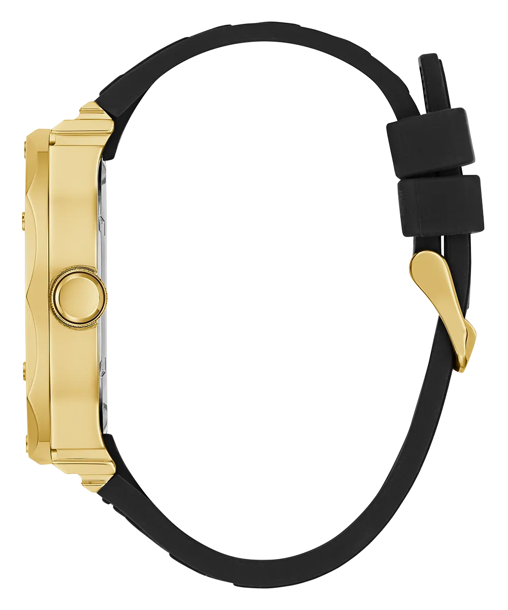 Guess Mens Gold Watches GUESS Mens Black Gold Tone Multi-function Watch